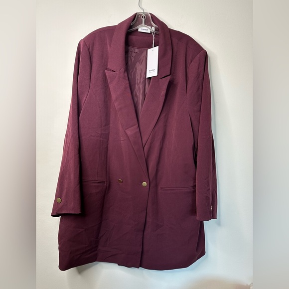Fransa Plus Size Plum Double Breasted Blazer Jacket Size 54 (US 24 NWT MSRP $150 - Picture 2 of 14